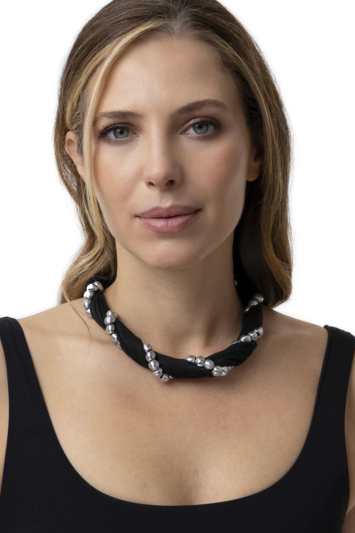 COLLANA JERSEY SFERE INTRECCIATE