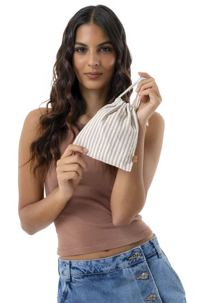 SACCA PICCOLA RIGHE BEIGE