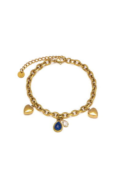 BRACCIALE CUORI E PIETRA BLU
