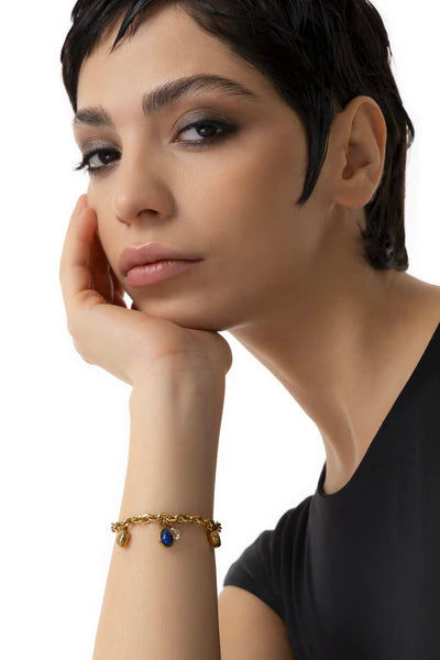 BRACCIALE CUORI E PIETRA BLU