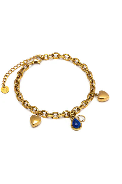 BRACCIALE CUORI E PIETRA BLU