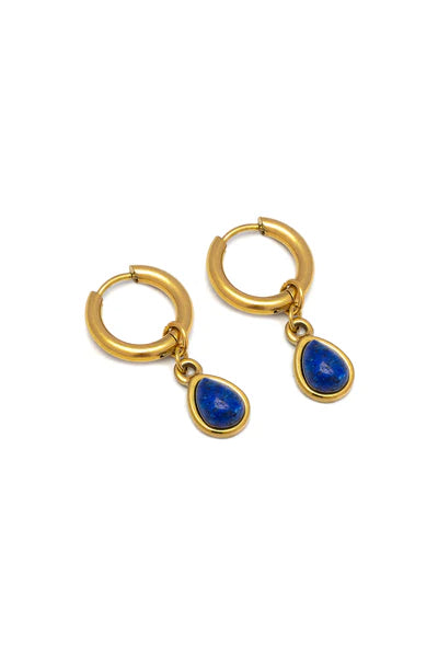 ORECCHINI CERCHIETTI PIETRA BLU