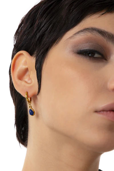 ORECCHINI CERCHIETTI PIETRA BLU