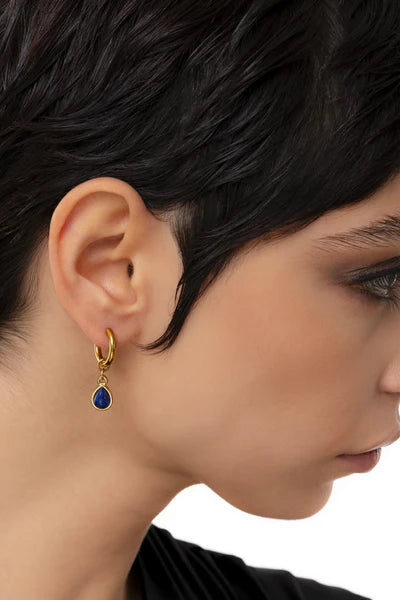 ORECCHINI CERCHIETTI PIETRA BLU