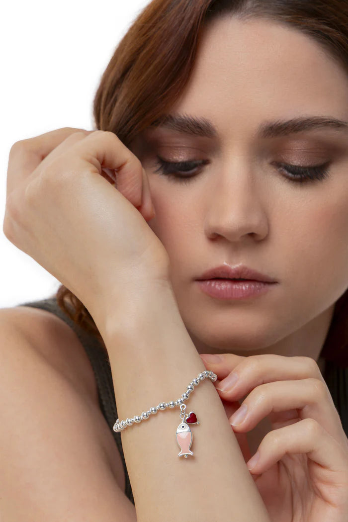 BRACCIALE ELASTICO PENDENTE PESCE ROSA