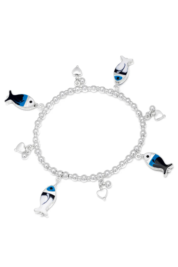BRACCIALE ELASTICO PENDENTI PESCI BLU