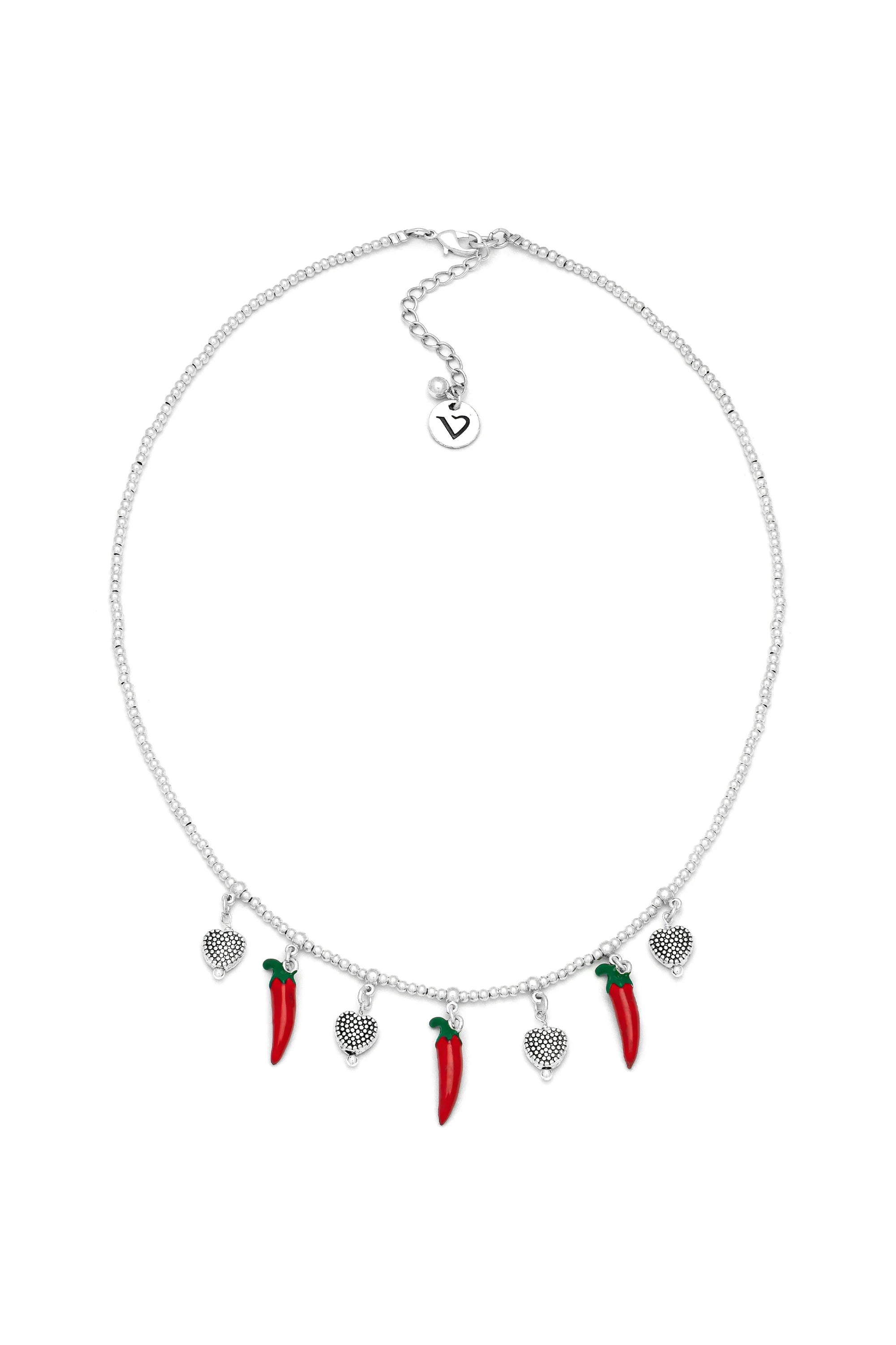 COLLANA PEPERONCINI E CUORI