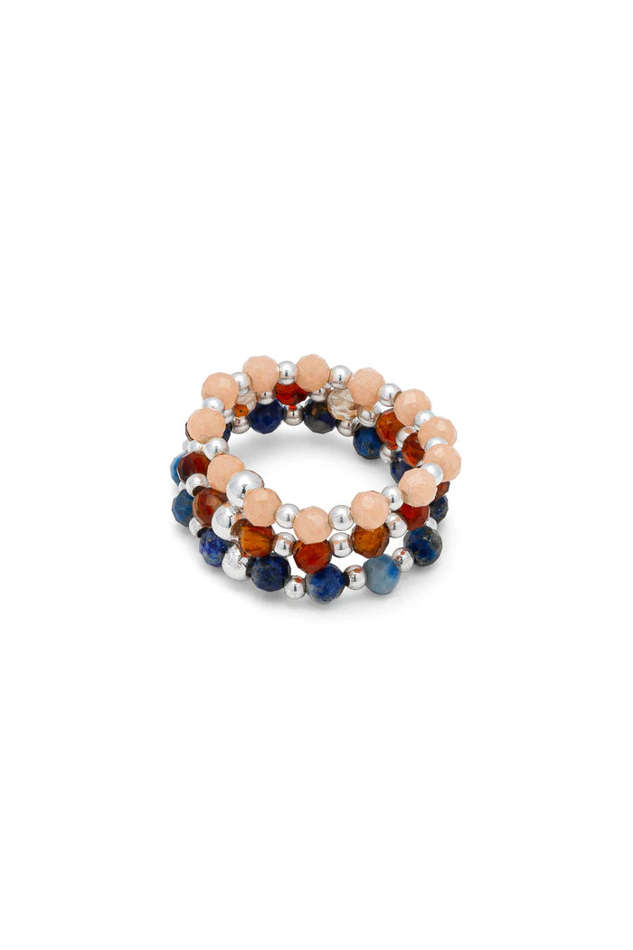 3 ELASTIC RINGS WITH COLORED STONES