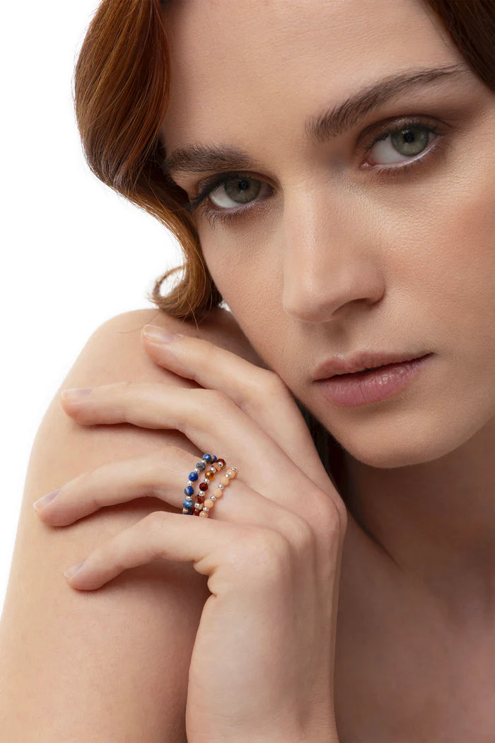 3 ELASTIC RINGS WITH COLORED STONES