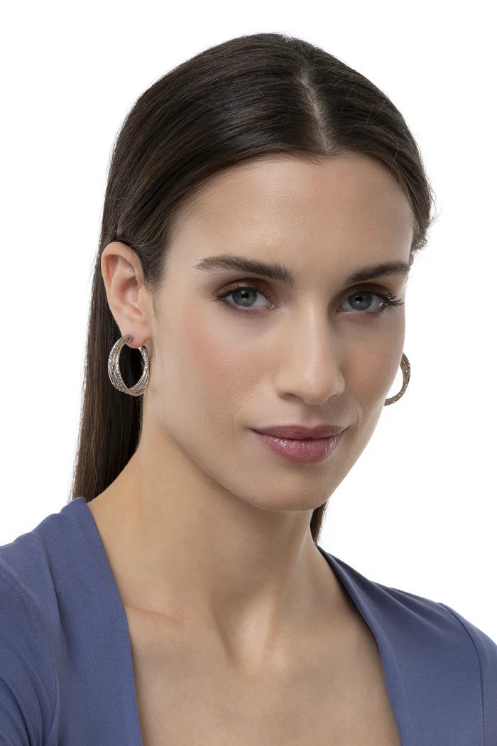 3-ROW C HOOP EARRINGS