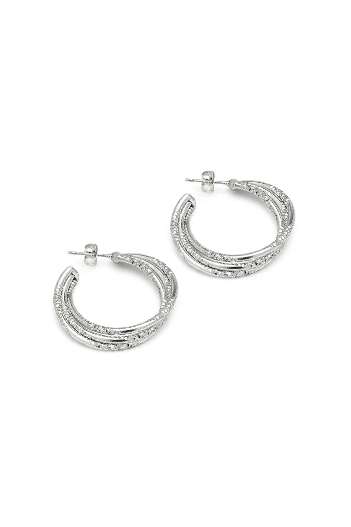 3-ROW C HOOP EARRINGS